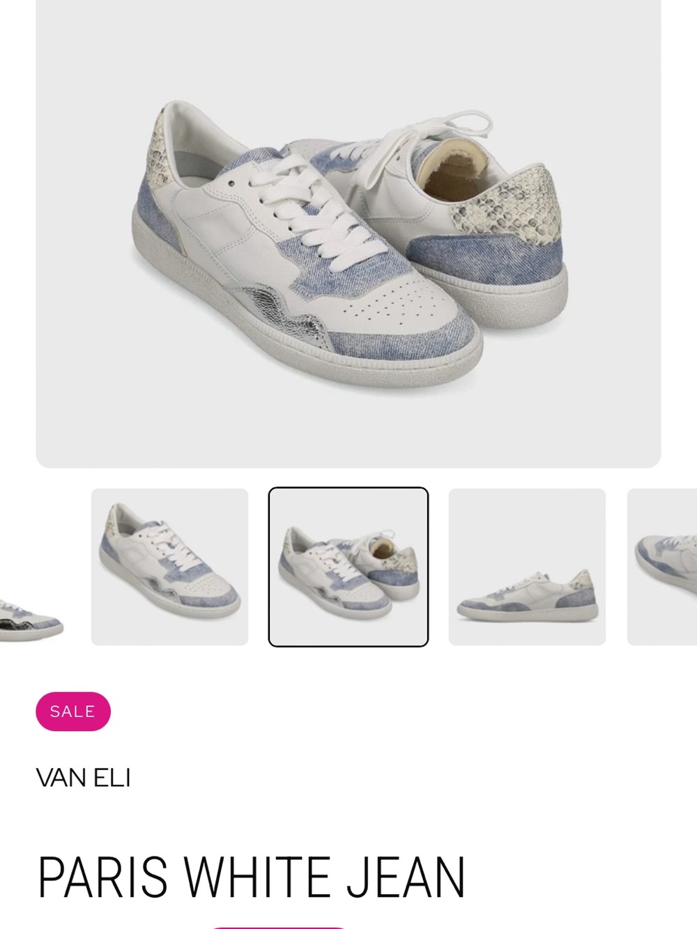 Van Eli Paris White Jean Low-Top Leather Sneakers